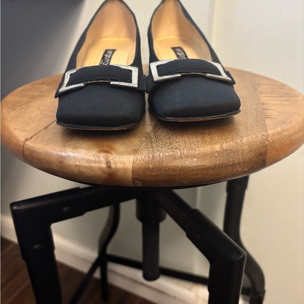 Sergio Rossi Black Flats with Silver Buckle - Picture 4 of 8